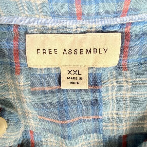 Free Assembly Men's XXL 100% Cotton Patchwork Shirt with Short Sleeves - Picture 3 of 7